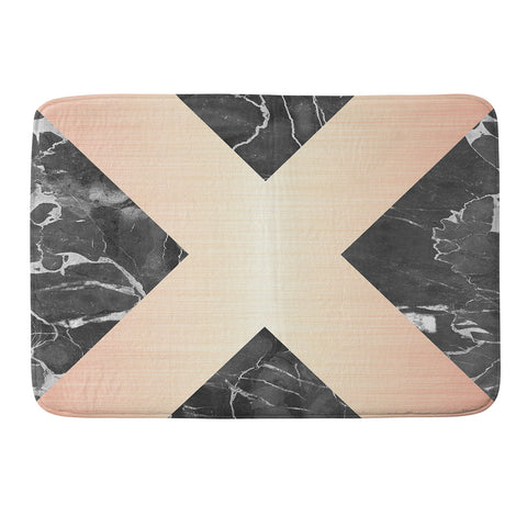 Emanuela Carratoni Grey Marble with a Pink X Memory Foam Bath Mat