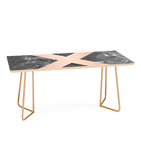 Emanuela Carratoni Grey Marble with a Pink X Coffee Table
