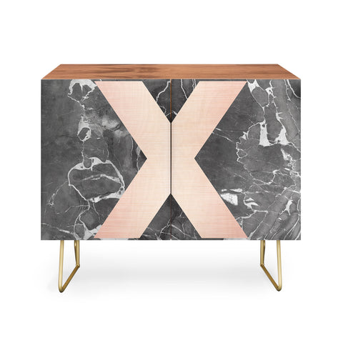 Emanuela Carratoni Grey Marble with a Pink X Credenza
