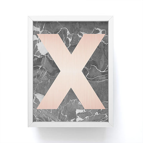 Emanuela Carratoni Grey Marble with a Pink X Framed Mini Art Print