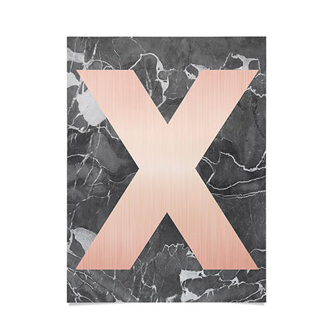 Emanuela Carratoni Grey Marble with a Pink X Poster