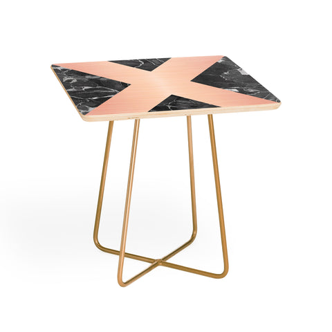Emanuela Carratoni Grey Marble with a Pink X Side Table