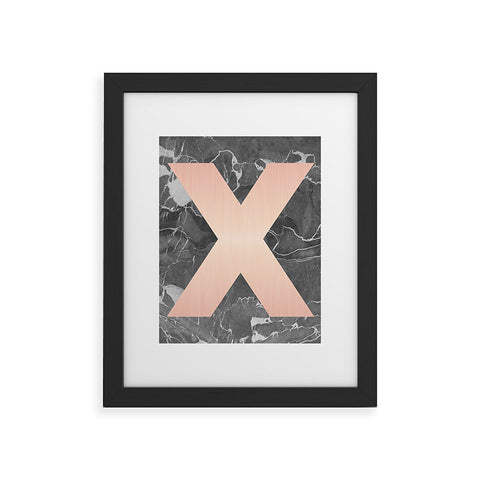 Emanuela Carratoni Grey Marble with a Pink X Framed Art Print