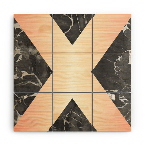 Emanuela Carratoni Grey Marble with a Pink X Wood Wall Mural