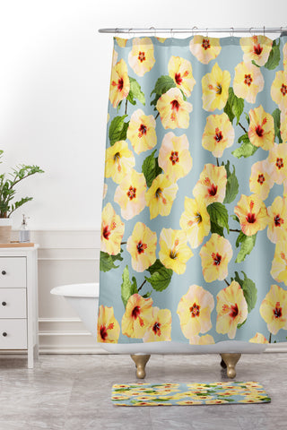 Emanuela Carratoni Hawaiian Style Shower Curtain And Mat