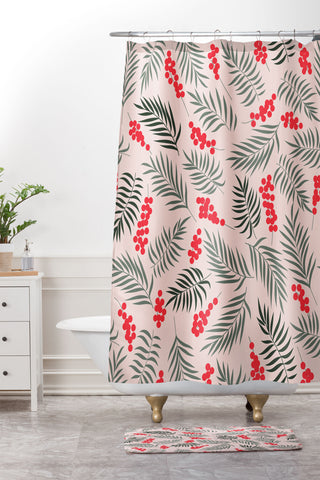 Emanuela Carratoni Holiday Mistletoe Shower Curtain And Mat