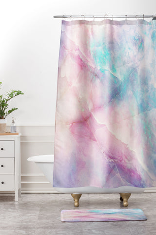 Emanuela Carratoni Iridescent Marble Shower Curtain And Mat