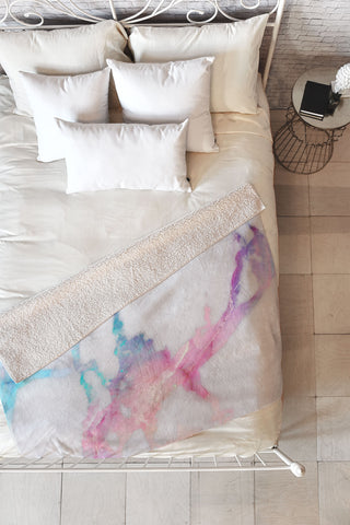 Emanuela Carratoni Iridescent Vein Marble Fleece Throw Blanket