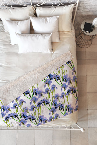 Emanuela Carratoni Iris Spring Pattern Fleece Throw Blanket