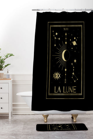 Emanuela Carratoni La Lune or The Moon Gold Shower Curtain And Mat