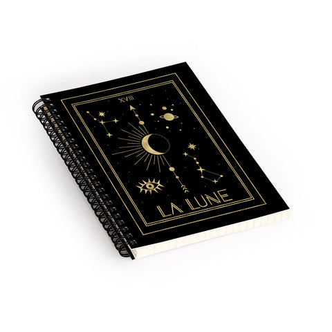 Emanuela Carratoni La Lune or The Moon Gold Spiral Notebook