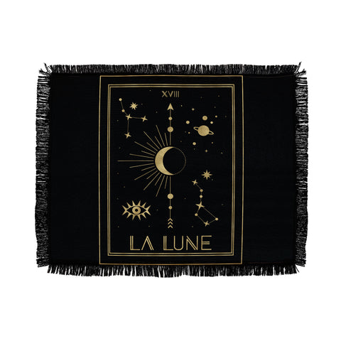 Emanuela Carratoni La Lune or The Moon Gold Throw Blanket