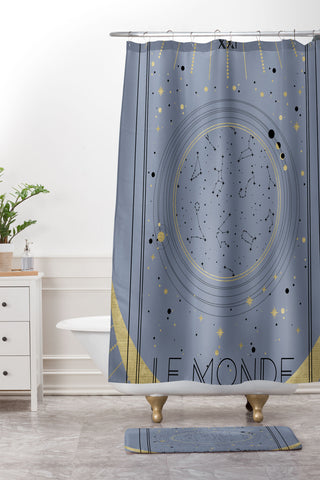 Emanuela Carratoni Le Monde or The World Tarot Shower Curtain And Mat