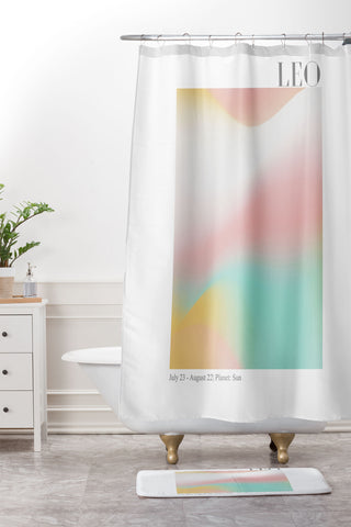 Emanuela Carratoni Leo Zodiac Sign Gradient Shower Curtain And Mat