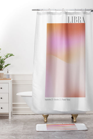 Emanuela Carratoni Libra Zodiac Sign Gradient Shower Curtain And Mat