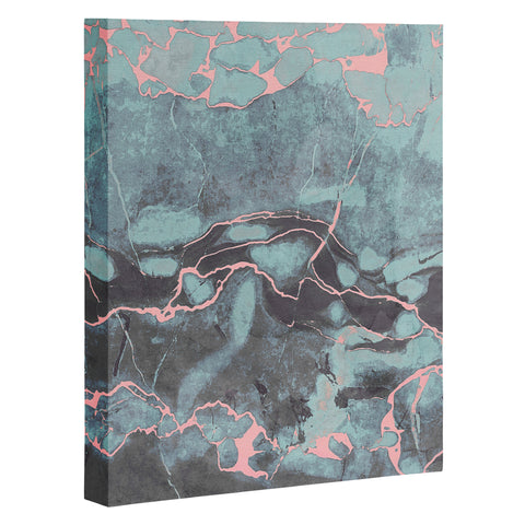 Emanuela Carratoni Light Blue and Blush Marble Art Canvas