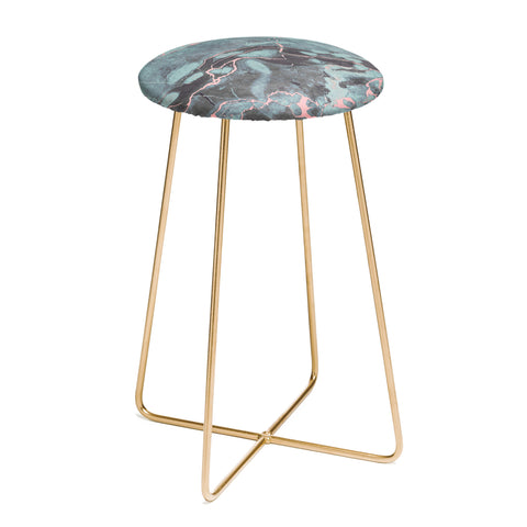 Emanuela Carratoni Light Blue and Blush Marble Counter Stool