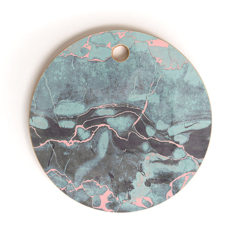 Emanuela Carratoni Light Blue and Blush Marble Cutting Board Round
