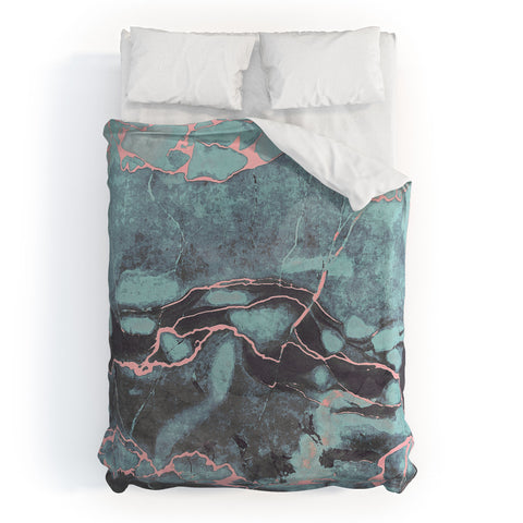 Emanuela Carratoni Light Blue and Blush Marble Duvet Cover