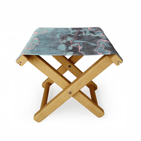 Emanuela Carratoni Light Blue and Blush Marble Folding Stool