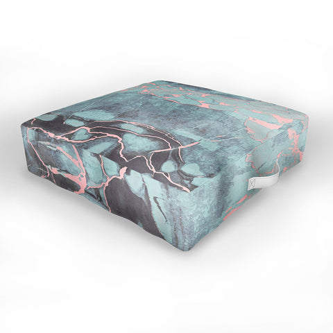 Emanuela Carratoni Light Blue and Blush Marble Outdoor Floor Cushion