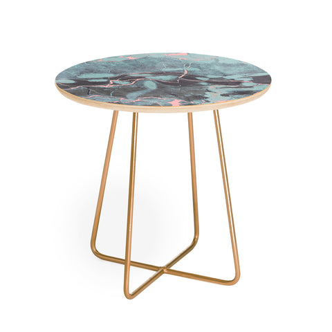 Emanuela Carratoni Light Blue and Blush Marble Round Side Table