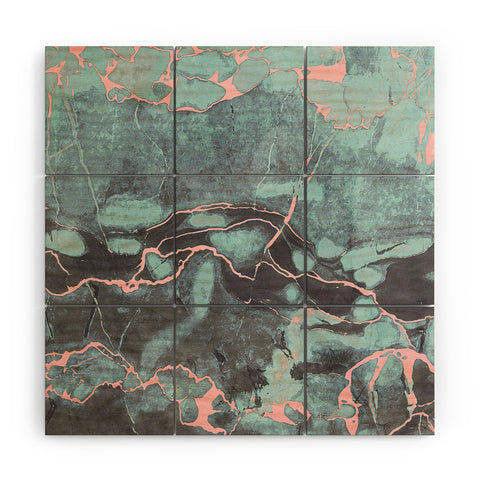 Emanuela Carratoni Light Blue and Blush Marble Wood Wall Mural