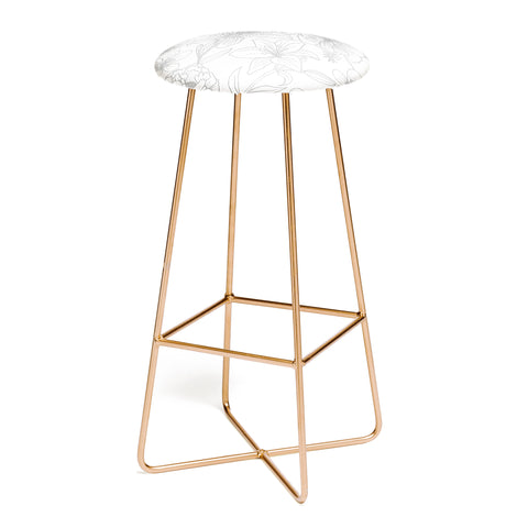 Emanuela Carratoni Line Art Floral Theme Bar Stool