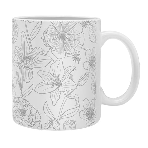Emanuela Carratoni Line Art Floral Theme Coffee Mug