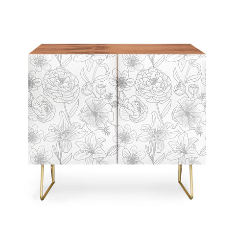 Emanuela Carratoni Line Art Floral Theme Credenza