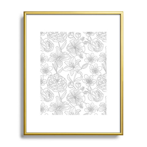 Emanuela Carratoni Line Art Floral Theme Metal Framed Art Print
