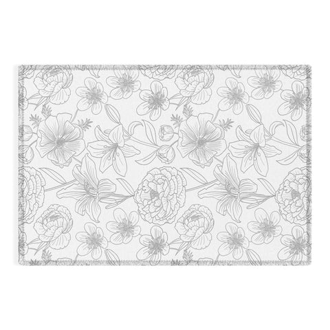 Emanuela Carratoni Line Art Floral Theme Outdoor Rug