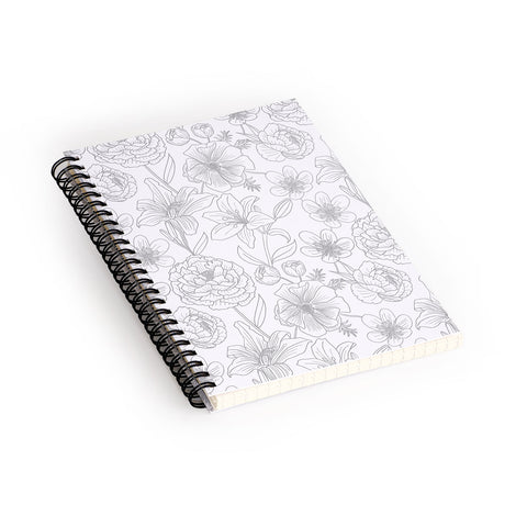 Emanuela Carratoni Line Art Floral Theme Spiral Notebook