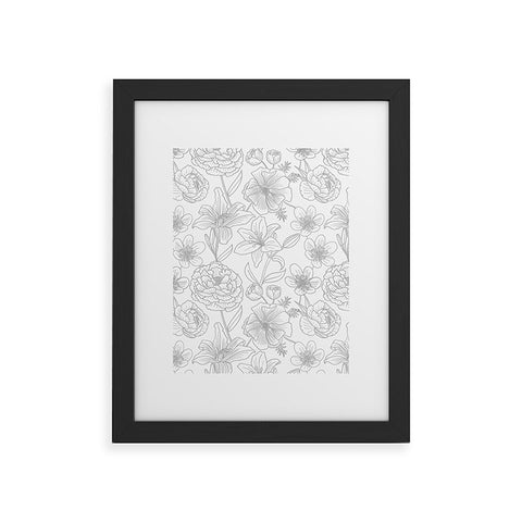 Emanuela Carratoni Line Art Floral Theme Framed Art Print