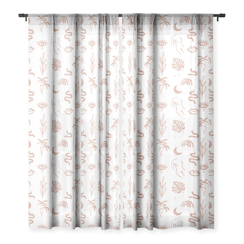 Emanuela Carratoni Line Art Pattern Sheer Window Curtain