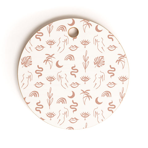 Emanuela Carratoni Line Art Pattern Cutting Board Round