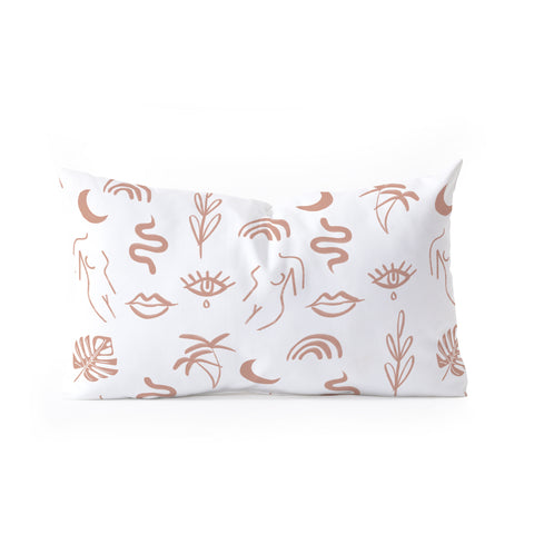 Emanuela Carratoni Line Art Pattern Oblong Throw Pillow