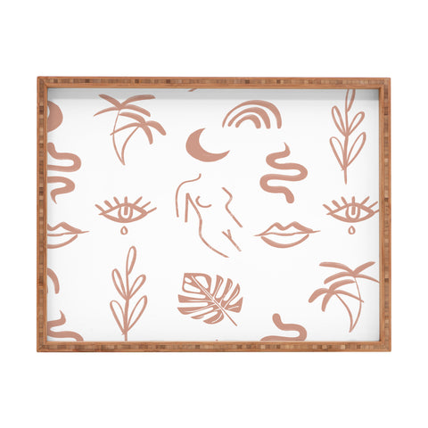 Emanuela Carratoni Line Art Pattern Rectangular Tray