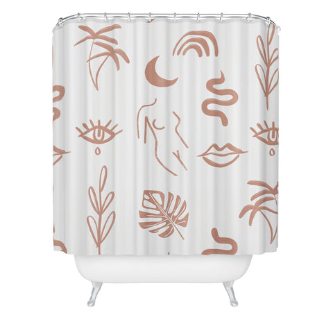 Emanuela Carratoni Line Art Pattern Shower Curtain