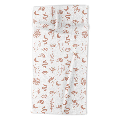 Emanuela Carratoni Line Art Pattern Beach Towel