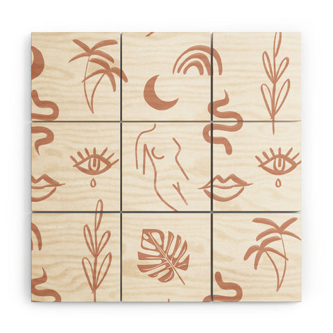 Emanuela Carratoni Line Art Pattern Wood Wall Mural