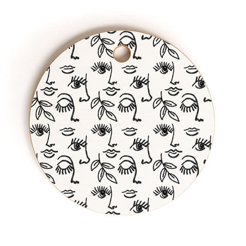 Emanuela Carratoni Line Art Portraits Cutting Board Round