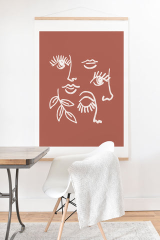 Emanuela Carratoni Line Art Portraits on Brown Art Print And Hanger