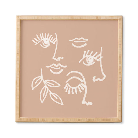 Emanuela Carratoni Line Art Portraits on Pink Framed Wall Art