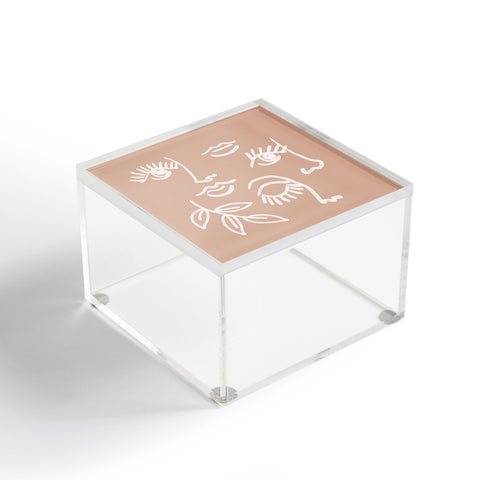 Emanuela Carratoni Line Art Portraits on Pink Acrylic Box