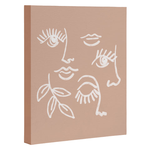 Emanuela Carratoni Line Art Portraits on Pink Art Canvas