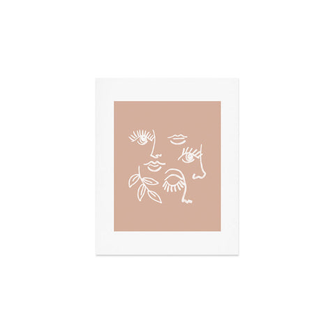 Emanuela Carratoni Line Art Portraits on Pink Art Print