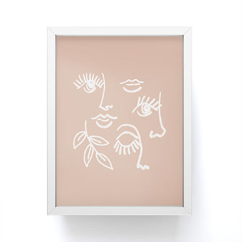 Emanuela Carratoni Line Art Portraits on Pink Framed Mini Art Print