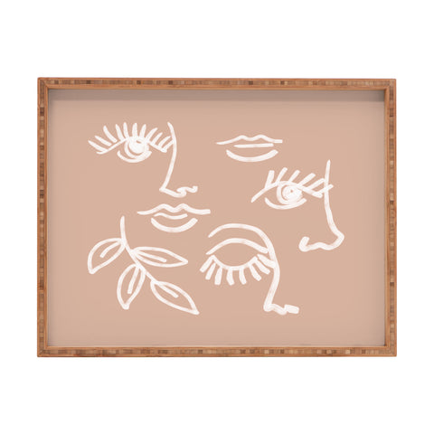 Emanuela Carratoni Line Art Portraits on Pink Rectangular Tray