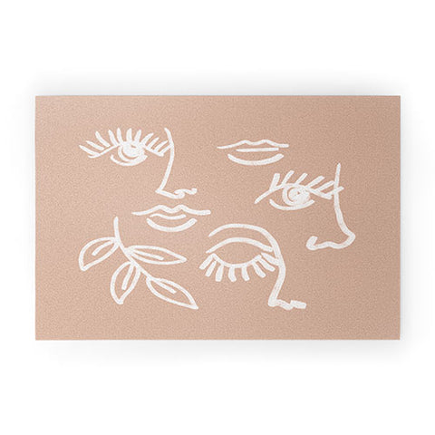 Emanuela Carratoni Line Art Portraits on Pink Welcome Mat